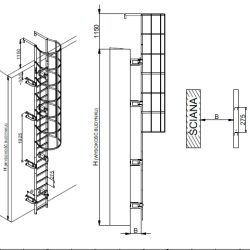 Drabina z koszem szkic